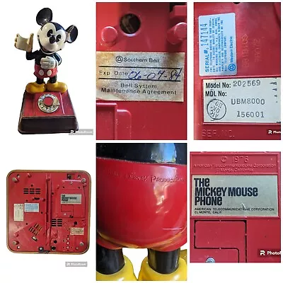 Vintage 1970’s Mickey Mouse Rotary Telephone Walt Disney 1976 Mickey Mouse Phone • $65