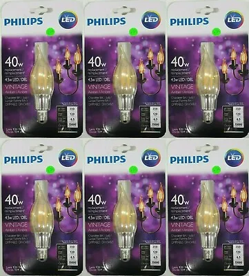 Philips Bulb Vintage LED E12 Base 40W / 4.5W Candelabra Dimmable Indoor 6 PACK • $20.99