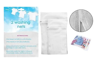 Set Of 2 Washing Machine Mesh Nets Laundry Bags Underwear Socks Clothes Lingerie • £2.99