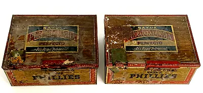 2 Bayuk Philadelphia Phillies Perfecto Tin Cigar Tobacco Box Metal Vintage VTG • $19.99