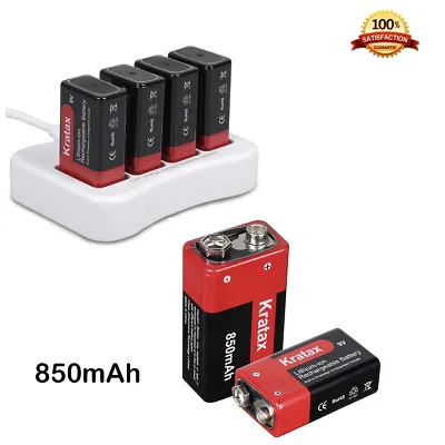 9V Li-ion Rechargeable Batteries USB 850mAh 6F22 9 Volt Lithium Batteries Lot • $36.50