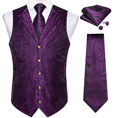 Men's Paisley Floral Vest Formal Vest Slim Tuxedo Suit Tie Bowtie Vest Sets • $23.99