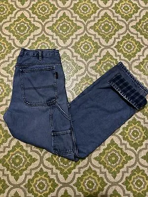 Wolverine Flannel Lined Denim Jeans MEN'S 35 X 33 Carpenter Cargo Work Blue • $28