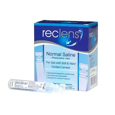 Reclens Normal Saline 15MLx15 Sterile Rinsing Solution For Contact • $13.95