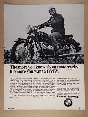 1969 BMW R Motorcycle 'the More You Know The More You Want' Vintage Print Ad • $9.99