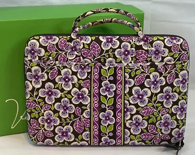 Vera Bradley Purple Plum Petal Hard Shell Zip Laptop I-Pad Carry Case 17X12X2.5  • $25.50