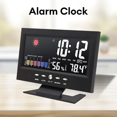 Desk Digital LCD Alarm Clock Day Date Display Time Calendar Temperature Snooze • £13.09