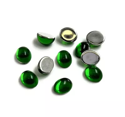 18 VINTAGE EMERALD ACRYLIC 10x8mm. OVAL HIGH DOME SMOOTH CABOCHONS 7195 • $1.49