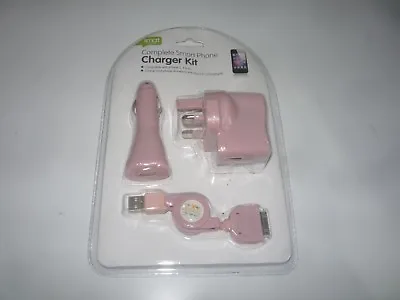 £8.99 • Buy Complete Smart 3 In 1 Charger Kit Iphone 3,4 & 4s  In Pink