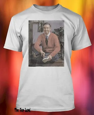 New PBS Mister Mr. Rogers 1968 Neighborhood Mens White Vintage T-Shirt • $21.95