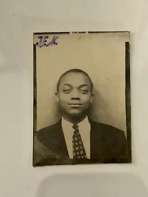 VINTAGE PHOTO BOOTH - African American Young Man - Identified On Front & Back • $25