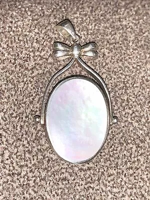 Sterling Silver 925 Double Side Black & White Mother Of Pearl Onyx Pendant • $91