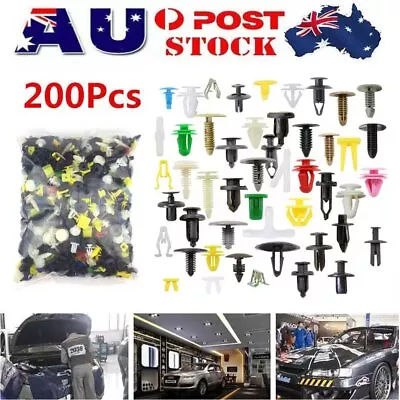 200x Plastic Car Door Trim Clip Bumper Rivet Screws Panel Push Pin Fastener Kit • $12.55