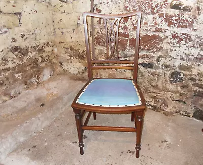 Vintage Seat Dining / Bedroom Chair Inlaid Wooden Mahogany • £24.50