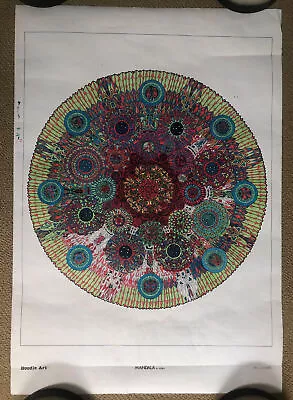 Psychedelic Mandala Vintage Poster Hand Colored  Collage 1975 Doodle Art 1970s • $195.95