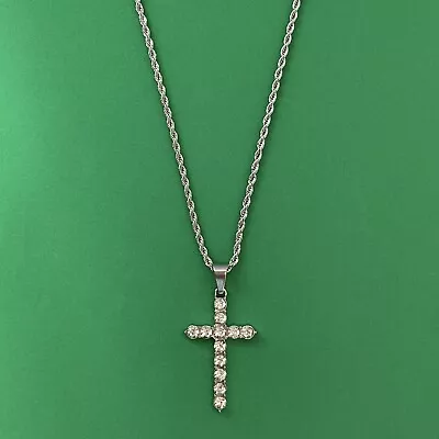 Titanium Steel Cross Pendant Necklace For Men WomenUnisex Punk Hip Hop Necklace • $12.99