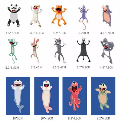 3D Stereo Cartoon Lovely Animal Bookmark Cute Tool Funny 2020 PVC NEW • £5.38