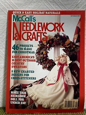 McCalls Needlework & Crafts Magazine Oct 1989 Christmas Projects Knit America • $10