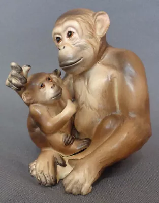 Vintage 4  Chimpanzee Chimp Monkey Mom & Baby Figurine By Napco Ceramic Japan • $23.39