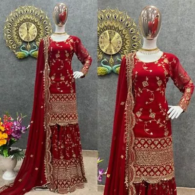 Partywear Salwar Kameez Dupatta Beautiful Handmade Palazzo Kurta Designer Dress • $72.75