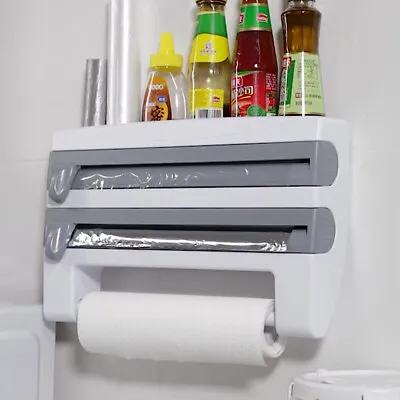 £14.94 • Buy Kitchen Roll Paper Holder Rack Cling Film Wrapper Tin Foil Dispenser Cutter Unit