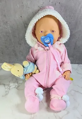 Baby Born Doll With 2 Outfits And Bunny Plush Toy And Dummy • £25.99