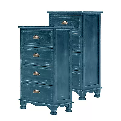 La Bella 2X Bedside Table 4 Drawer Vintage Side Table Storage Cabinet Bedroom AD • $179