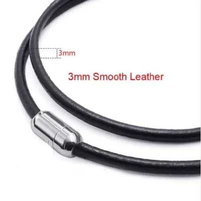 Mens Genuine Leather Thong Cord Necklace Stainless Steel Push Clasp 3mm Or 4mm • £4.65