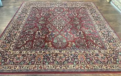 Square Karastan Rug 8.8 X 8.8 Red Sarouk #785 Vintage Wool Carpet Rare Size • $2100