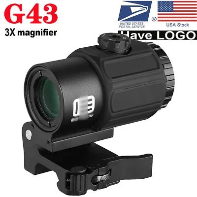 G43 3X Micro Magnifier Scope Sight W/ Switch Shift To Side Mount Black Tactical • $63.65