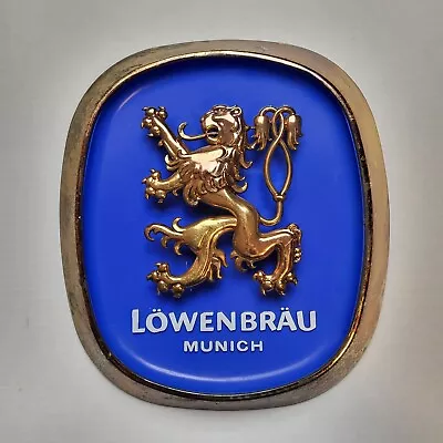 Lowenbrau Munich Sign Gold Blue Plastic Beer Vtg KNP • $15