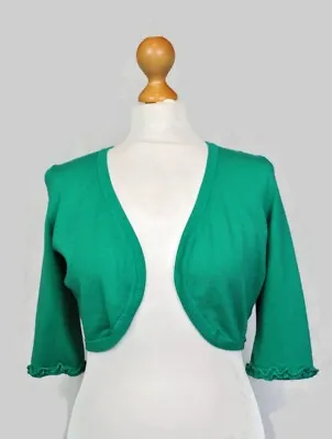 Coast Stylish Green Knit Open Bolero Shrug Size XS/S • £12