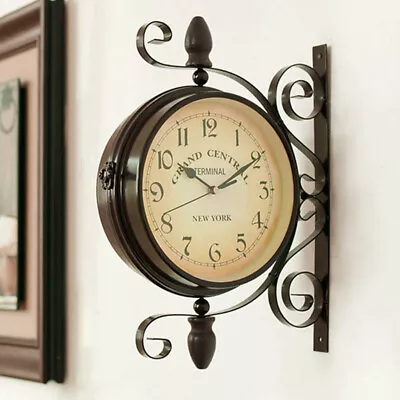 £16.95 • Buy Outdoor Garden Paddington Station Wall Clock Double Sided Hanging Bracket Clocks