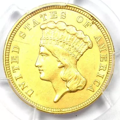 1854 Three Dollar Indian Gold Coin $3 - Certified PCGS AU Details - Rare Coin! • $1420.25