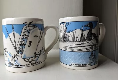 2 Mugs Simon Drew  McLaggan Smith Scotland Humorous Goose Plus Fridge • £7.50