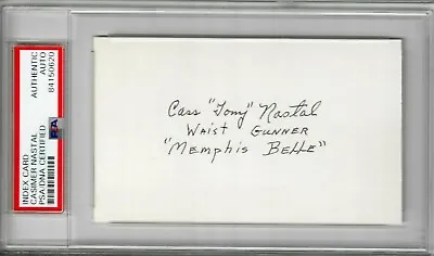 Casimer Nastal Signed Index Card Psa Dna 84150620 (d) Wwii Memphis Belle Gunner • $149.95