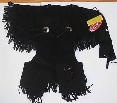 Kid's Suede Leather Chaps & Vest Outfit NEW Halloween Costume Rodeo Cowboy • $24.99