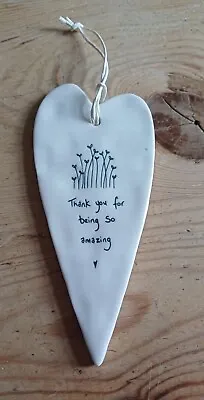 East Of India Ceramic Slogan  Thank You For Being Amazing  Hanging Heart • £9.99