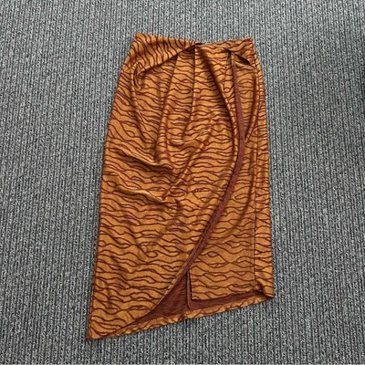 $38 • Buy Zara Collection Copper Jacquard Faux Wrap Skirt Women's Size Small