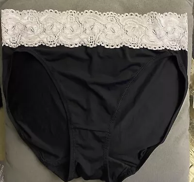 Jockey Woman Size 18 -Black -White Lace- Hi Cut Leg Brief Brand New Vintage • $15.95