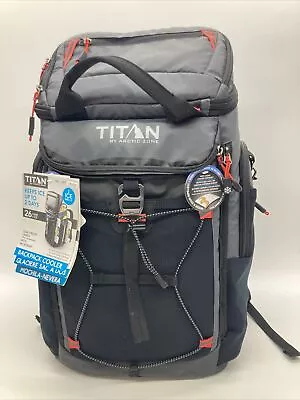 Titan 26 Can Deep Freeze Ultra Backpack Cooler Ice Bag Food/Drinks Red/Gray • $84.95