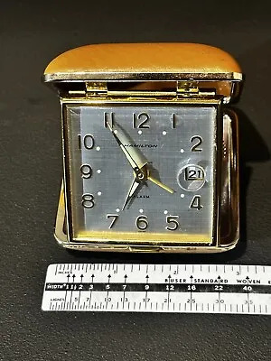 Vintage Hamilton Traveler Folding Alarm Date Clock Good Working Condition • $1.25