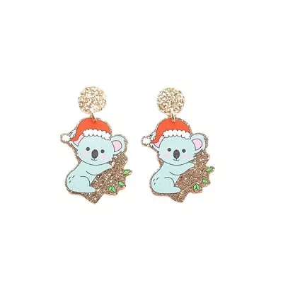 Cute Festive Koala Dangle Christmas Earrings Adorable Holiday Charm Jewellery • $2.98