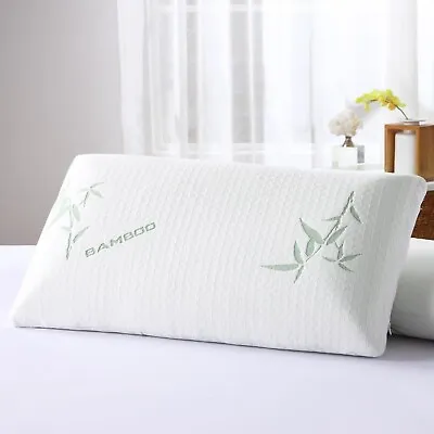 Bamboo Memory Foam Pillow Orthopaedic Anti-Bacterial Neck And Back Pain Relief • £10.99