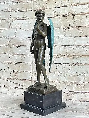 Signed Nude Male By Michel Angelo Bronze Statue Home Office Decoration Art Deco • $349