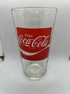 Large Classic “Enjoy Coca-Cola” Clear Drink Glass Red Logo 16 Oz Collectible • $9.75