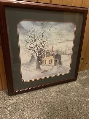 Winter House Snow Poem Signed Framed Print D. Morgan 1998 Signature Collection • $115