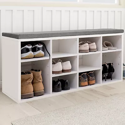 £65.99 • Buy Hallway Wooden Bench Shoe Rack Storage Cabinet Cupboard Organiser Cushion Seat