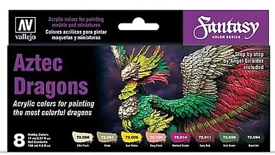 Vallejo Fantasy Aztec Dragons Game Color Paint Set (8) - Hobby And Model • $24.83