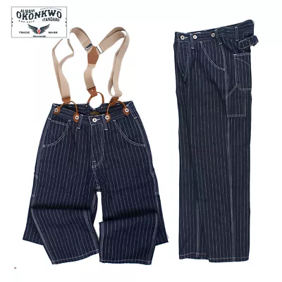 Vintage Men's Wabash Striped Jeans Straight Cargo Overalls Casual Denim Trousers • $68.99